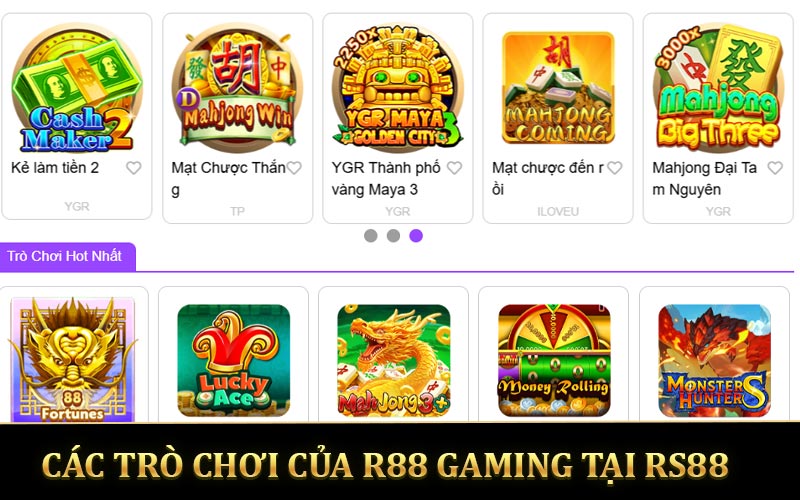 Các trò chơi hấp dẫn của R88 Gaming tại RS88